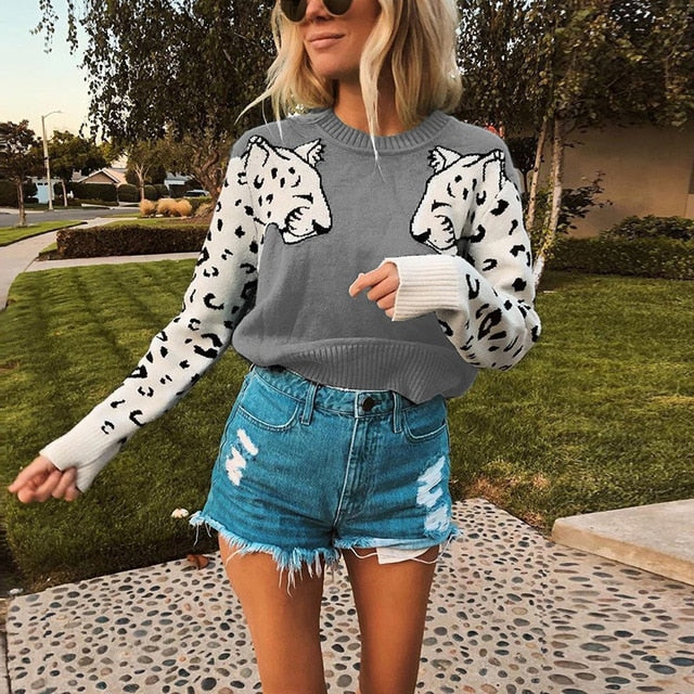 Leopard Strickpullover - Bobsel