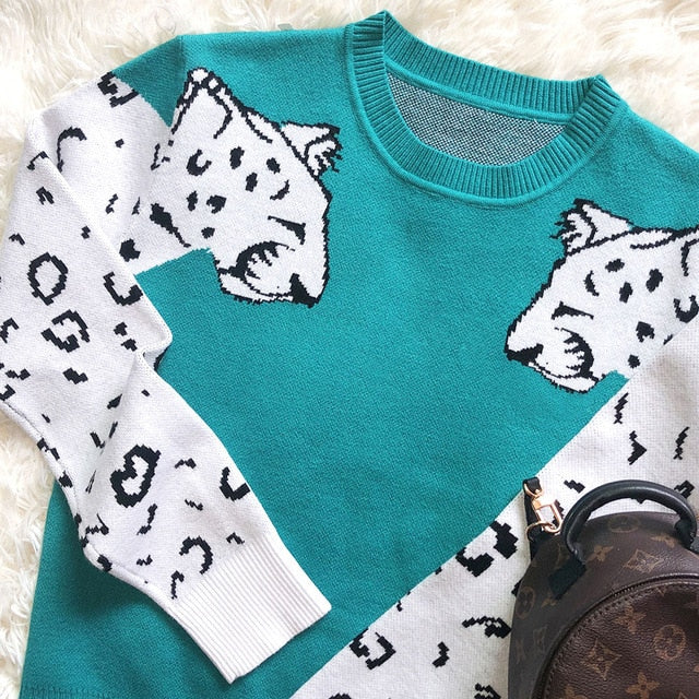 Leopard Strickpullover - Bobsel