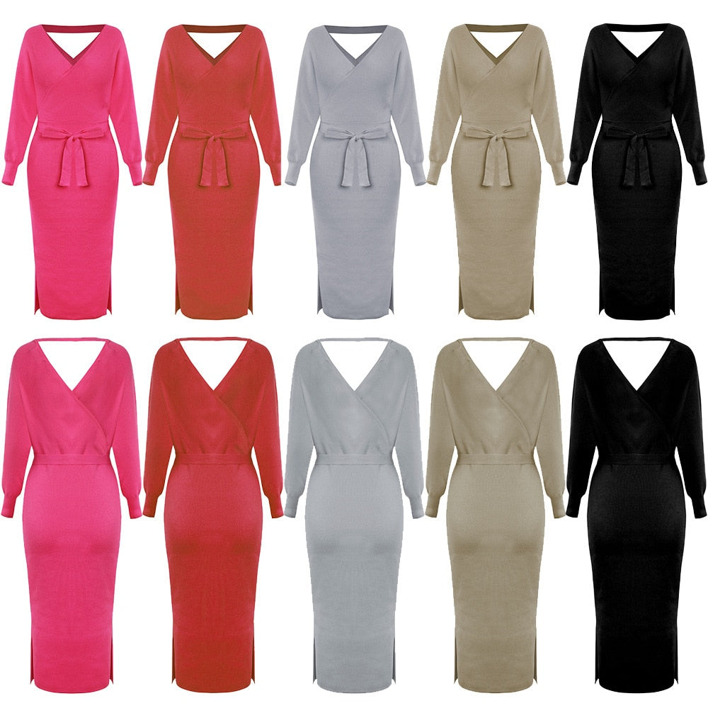 Strickkleid mit V-Ausschnitt - Bobsel