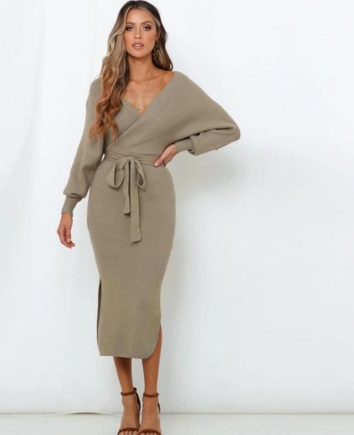 Strickkleid mit V-Ausschnitt - Bobsel