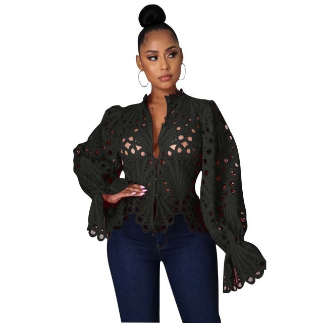 Longsleeve Bluse mit Cut-Outs