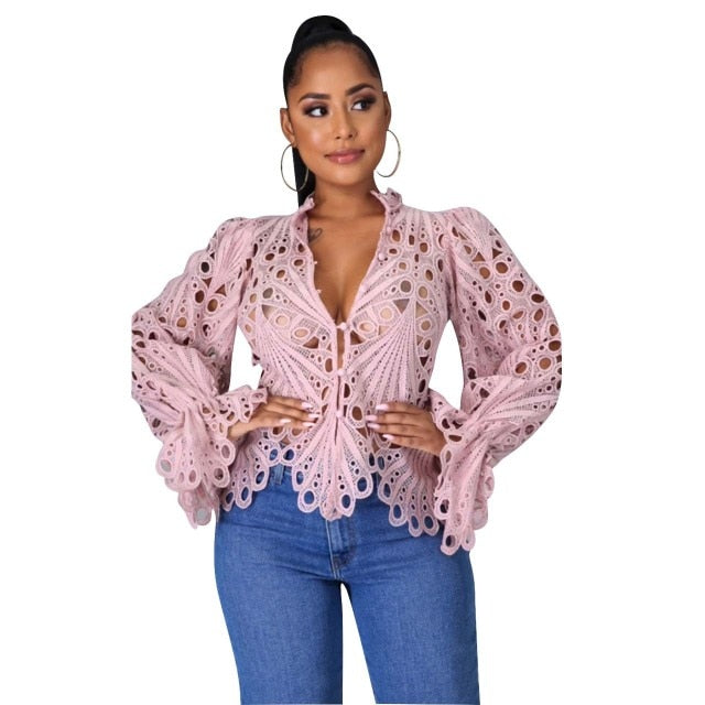 Longsleeve Bluse mit Cut-Outs