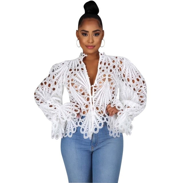 Longsleeve Bluse mit Cut-Outs